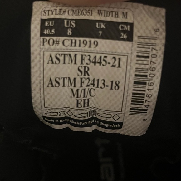 Carhartt GROUND FORCE WATERPROOF 6" COMPOSITE TOE WORK BOOT, size 8 - Picture 8 of 10